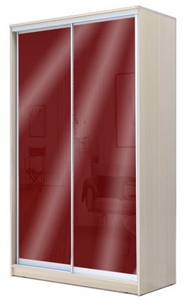 Шкаф 2200х1682х620 с цветным стеклом ХИТ 22-17-22, Бургунд 312, Дуб млечный в Екатеринбурге - изображение