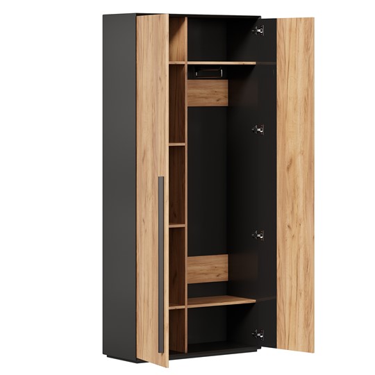 Шкаф для прихожей 2-дверный Неаполь ЛД.134050.000 (Черный/Дуб Золотой) в Ревде - изображение 1