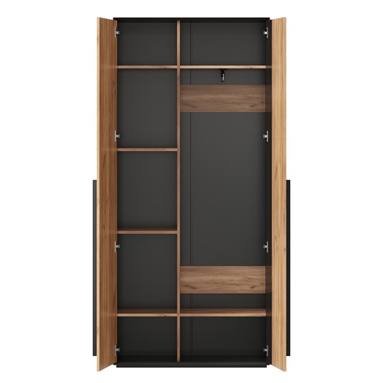 Шкаф для прихожей 2-дверный Неаполь ЛД.134050.000 (Черный/Дуб Золотой) в Кушве - изображение 2
