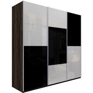Шкаф 3-х створчатый Эста, 6 белых стекол/6 черных стекол, 2700x660x2400, венге мали в Богдановиче