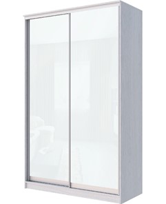 Шкаф двухдверный Хит-22-12-22 с цветным стеклом, белое №10, Ясень анкор светлый в Краснотурьинске