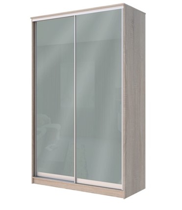 Шкаф двухстворчатый Хит-22-12-22 с цветным стеклом, средне-серый 074, Дуб сонома в Екатеринбурге - изображение