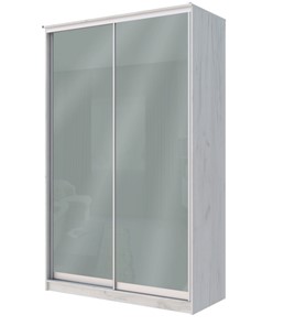 Шкаф двухдверный Хит-22-12/2-22 с цветным стеклом, средне-серый 074, Дуб Крафт белый в Первоуральске