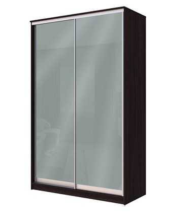 Шкаф двухдверный Хит-22-12/2-22 с цветным стеклом, средне-серый 074, Венге в Первоуральске - изображение