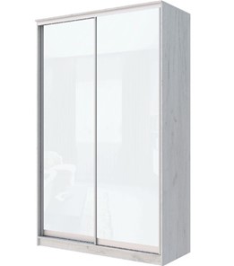 Шкаф 2-х створчатый Хит-22-14-22 с цветным стеклом, белое №10, Дуб крафт белый в Ревде
