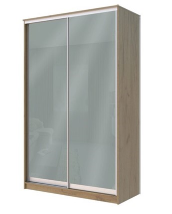 Шкаф 2-х створчатый Хит-22-14-22 с цветным стеклом, средне-серый 074, Дуб крафт золотой в Екатеринбурге - изображение