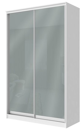 Шкаф-купе 2-х створчатый Хит-22-4-12/2-22 с цветным стеклом, средне-серый 074, Белый в Первоуральске - изображение