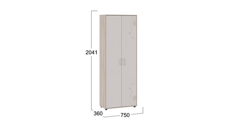 Распашной шкаф комбинированный Витра тип 1 (Ясень шимо/Сатин матовый с рисунком) в Первоуральске - изображение 3