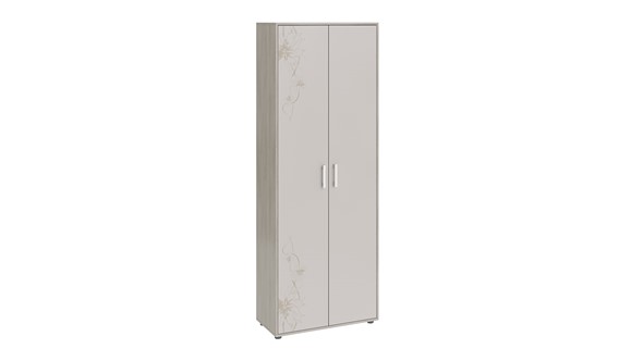 Распашной шкаф комбинированный Витра тип 1 (Ясень шимо/Сатин матовый с рисунком) в Кушве - изображение