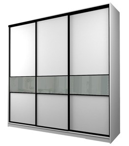 Шкаф 3-х дверный MAX МШ-25-6-24-999, Профиль Черный/Цвет Белый/Oraclal Светло-серый в Екатеринбурге