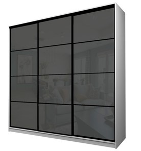 Шкаф 3-х створчатый MAX МШ-25-6-24-222, Профиль Черный/Цвет Белый/Oraclal Темно-серый в Кушве
