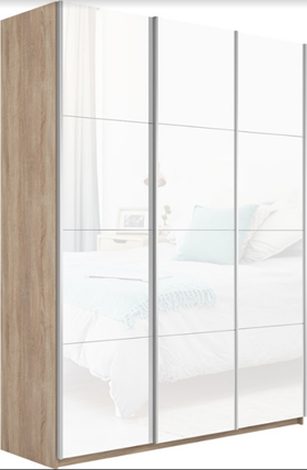 Шкаф 3-х дверный Прайм (3 Белое стекло) 1800x570x2300, дуб сонома в Екатеринбурге - изображение