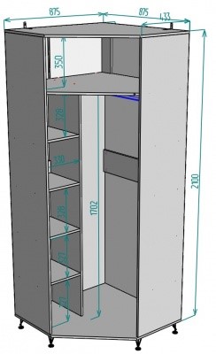 Шкаф распашной угловой Лофт H128, Венге-ДМ в Ревде - изображение 1