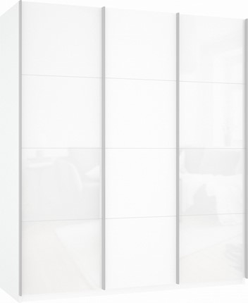 Шкаф трехстворчатый Прайм (Белое стекло/ДСП/Белое стекло) 2100x570x2300, белый снег в Екатеринбурге - изображение
