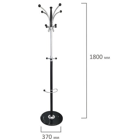 Напольная вешалка BRABIX "CR-848" на мраморном диске, металл, 4+3 крючка, цвет коричневый, 606435 в Первоуральске - изображение 5