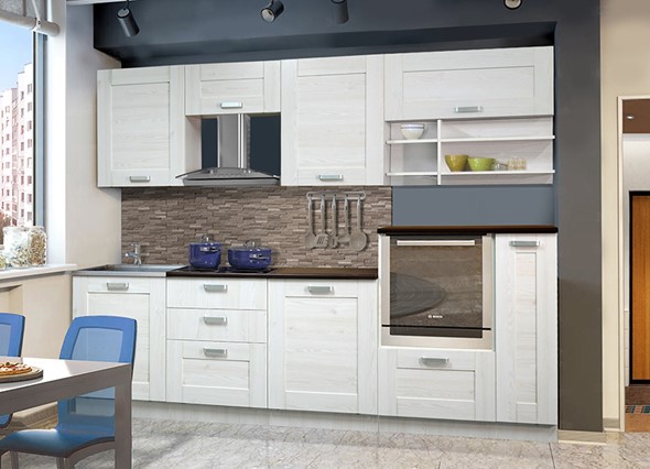Кухонный гарнитур Квадро 2700, цвет Белая лиственница в Кушве - изображение