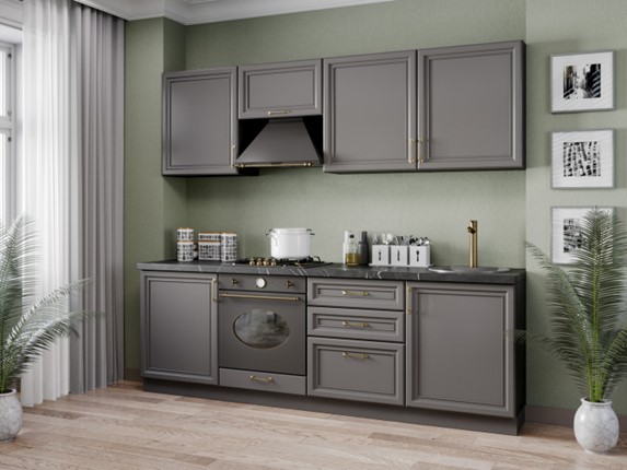 Модульный кухонный гарнитур Джелатто 2400, Чёрный/Оникс серый в Ревде - изображение