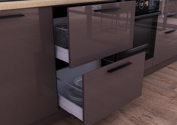 Кухонный гарнитур Герда 2200 (Черный/Антрацит глянец) в Ревде - изображение 6