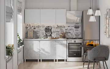 Готовый кухонный гарнитур КГ-1 1600, белый/белый/цемент светлый/антарес в Ревде
