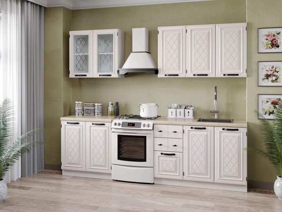 Гарнитур кухонный Марина 2600(Белый/Алебастр) в Первоуральске - изображение