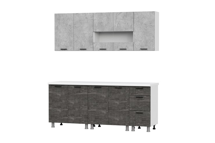 Гарнитур кухонный Модус 2,0м Белый / Цемент светлый / Камень тёмный (без столешниц) в Асбесте - изображение 1