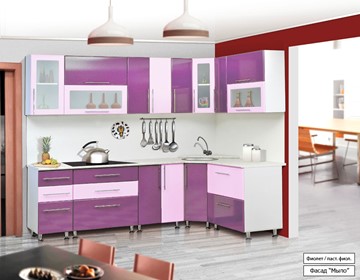 Кухня угловая Мыло 224 2600х1600, цвет Фиолет/Пастель фиолет в Екатеринбурге