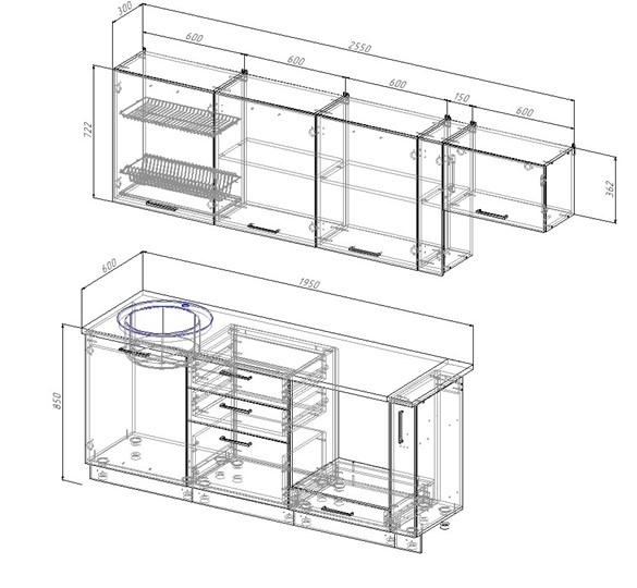 Модульный кухонный гарнитур Антрацит-2550 в Ревде - изображение 1