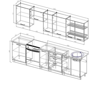 Модульный кухонный гарнитур Антрацит-3000 в Красноуфимске - предосмотр 1