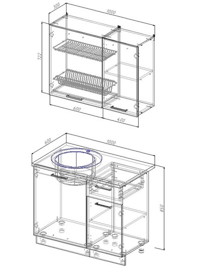 Модульный кухонный гарнитур Антрацит-1000 в Артемовском - изображение 1