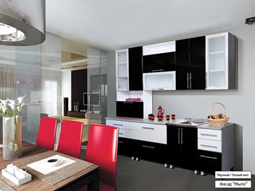 Модульная кухня Мыло 224 2600, цвет Черный/Белый металлик в Ревде
