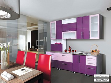 Прямой кухонный гарнитур Мыло 224 2600, цвет Фиолет/Пастель фиолет в Екатеринбурге