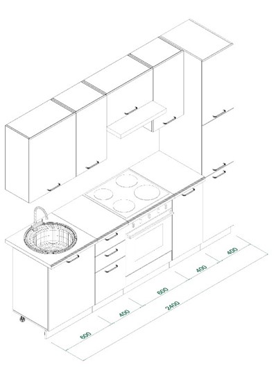 Гарнитур кухонный МК НОРД Комплект №8 2,4м Дуб Крафт Серый (K002 PW) в Кушве - изображение 8