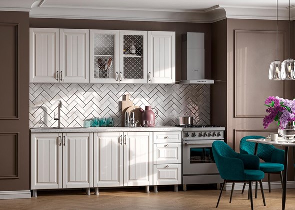 Кухонный гарнитур Прованс, белый/белый текстурный в Красноуфимске - изображение
