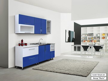 Модульный кухонный гарнитур Мыло 224 2000х918, цвет Синий/Белый металлик в Кушве