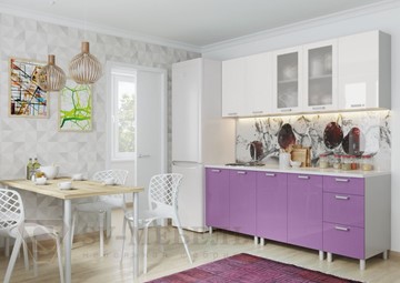 Кухонный гарнитур угловой Модерн, белый глянец/фиолетовый металлик в Асбесте