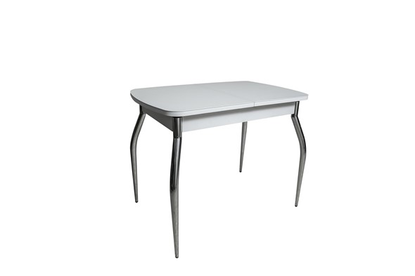 Кухонный раскладной стол ПГ-02СТ белое/белое/хром фигурные в Ирбите - изображение