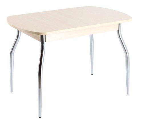 Обеденный стол ПГ-04 ЛДСП, дуб молочный ЛДСП/35 гнутые металл хром в Красноуфимске - изображение
