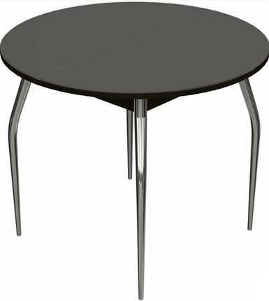 Кухонный раздвижной стол Ривьера исп. круг хром №5 (стекло коричневое/венге) в Кушве - изображение