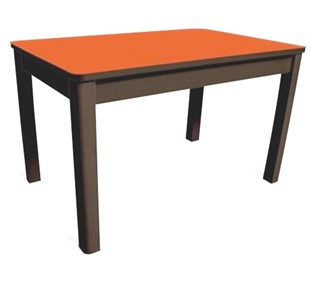 Кухонный стол Айсберг-05 СТ1, венге ЛДСП/стекло оранжевое/42 прямые массив венге в Асбесте
