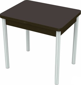 Кухонный стол раздвижной Бари хром №6 (стекло коричневое/венге) в Ревде