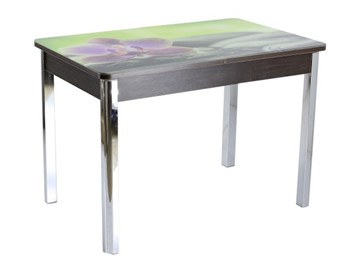 Кухонный стол раскладной Айсберг-07 СТФ, венге/фотопечать камни/44 прямые металл хром в Ревде