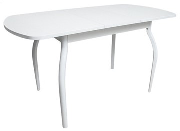 Кухонный раскладной стол ПГ-02 ЛДСП, белый ЛДСП/32 гнутые крашеные металл белый в Первоуральске