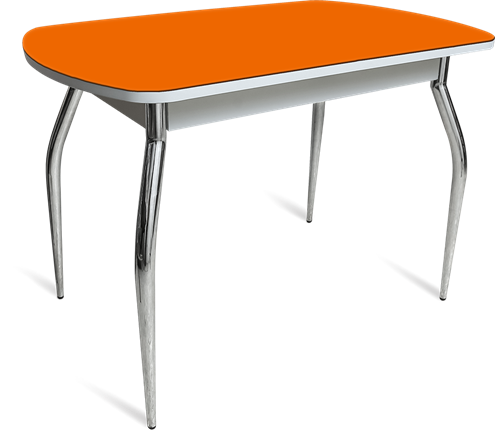 Кухонный стол раздвижной ПГ-07 СТ1 белое/оранжевое/35 хром фигурные гнутые в Екатеринбурге - изображение