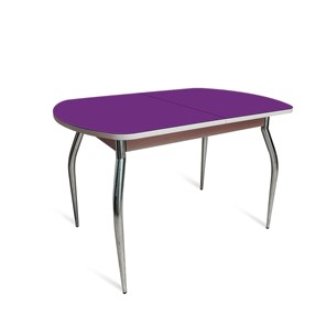 Кухонный стол ПГ-08 СТ2, дуб молочный/фиолетовое стекло/35 хром гнутые металл в Полевском
