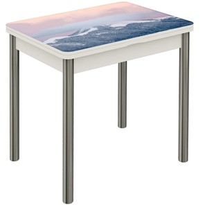 Кухонный раскладной стол Бари хром №6 (Exclusive h181/белый) в Ирбите