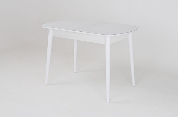 Кухонный раскладной стол Хоста, опоры массив цилиндрический, Белый в Ревде - изображение
