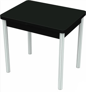 Кухонный раздвижной стол Бари хром №6 (стекло черное/черный) в Полевском