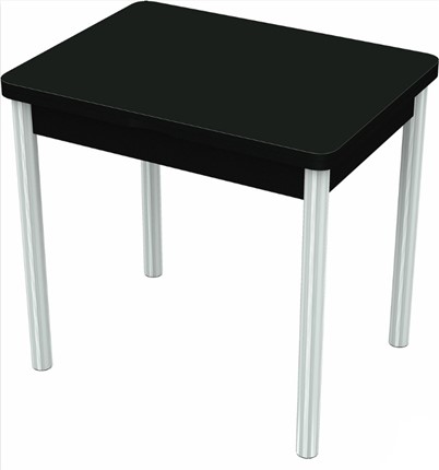 Кухонный раздвижной стол Бари хром №6 (стекло черное/черный) в Каменске-Уральском - изображение
