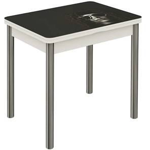 Кухонный стол раздвижной Бари хром №6 (Exclusive h191/белый) в Кушве