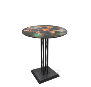 Барный стол SHT-TU6-BS2/H110 / SHT-TT32 80 стекло/МДФ (ночной цветок/черный) в Ревде